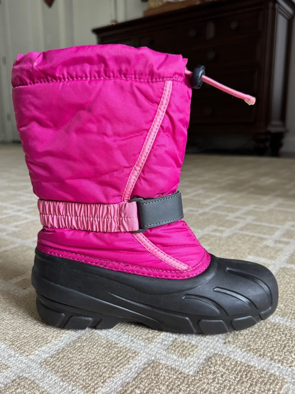 Sorel Flurry TP Insulated Waterproof Snow Boots Pink Black Girls Size 3